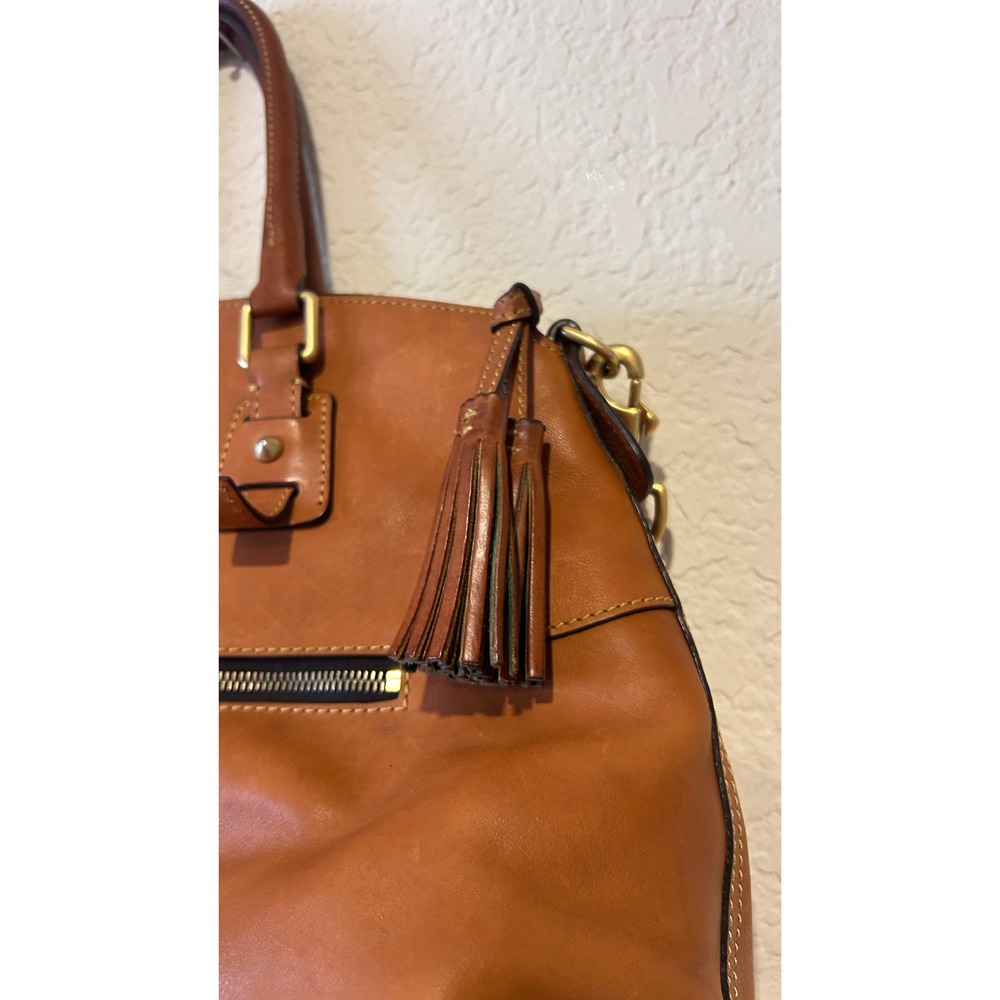 Dooney & Bourke Florentine Clayton Satchel Chestnut Leather Crossbody Handbag - Picture 11 of 16